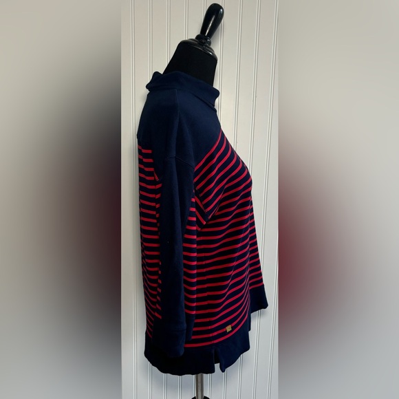 Lauren Ralph Lauren Turtleneck Sweater 3/4 Sleeve Red Navy Stripe Womens Size L - Picture 3 of 14